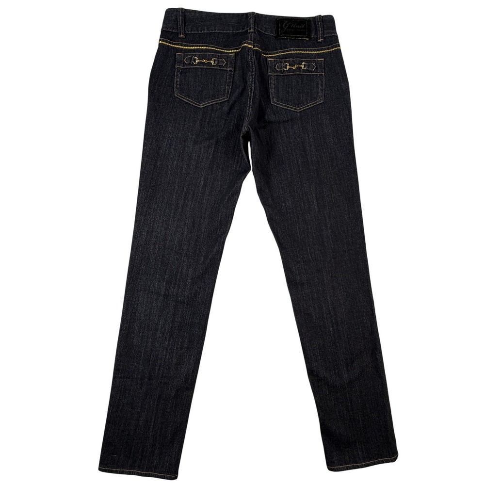 G Unit Womens Size 11 Dark Wash Straight Leg Jeans Gold Horsebit Hardware 32x31